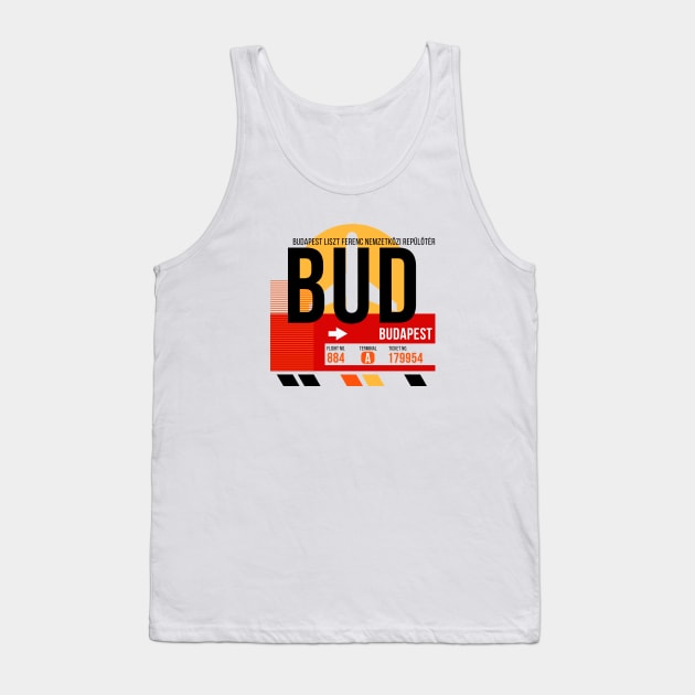 Budapest (BUD) Airport // Sunset Baggage Tag Tank Top by Now Boarding